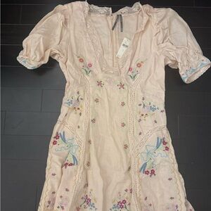 Anthropologie Floral Lace Detail Dress